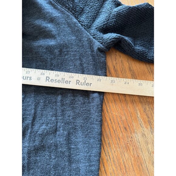 Lucky Brand Womens Cardigan L Open Front Knit Black Heathered Draped - Picture 6 of 7